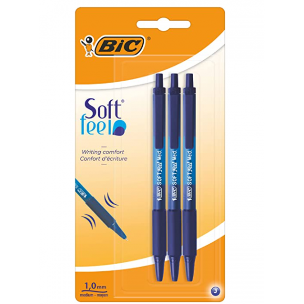 Bic Softfeel Bleu Rétractable (3pcs) - Bic