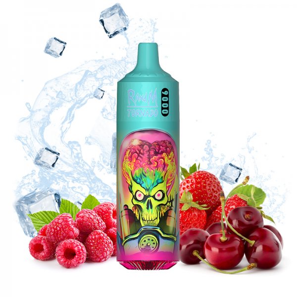 Tornado 9000 0mg 600mAh Strawberry Raspberry Cherry Ice - Fumot