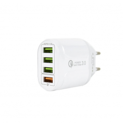 [Echantillon] Adaptateur Secteur/USB 4 port 3,1A 5V Fast Charge 3.0 - BK385 (Blanc)