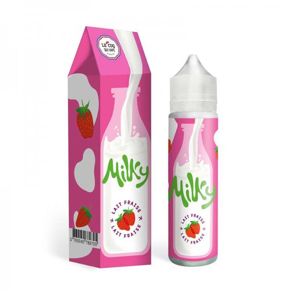 Lait Fraise 0mg 50ml - Milky by Le Coq Qui Vape