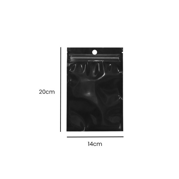 Pochette Noir à Fermeture Automatique 14x20cm (100pcs)