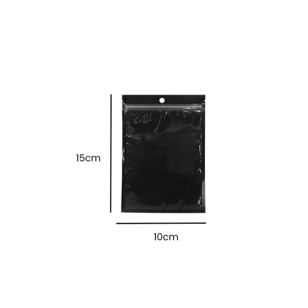 Black self-closing pouch 10x15cm (100pcs)