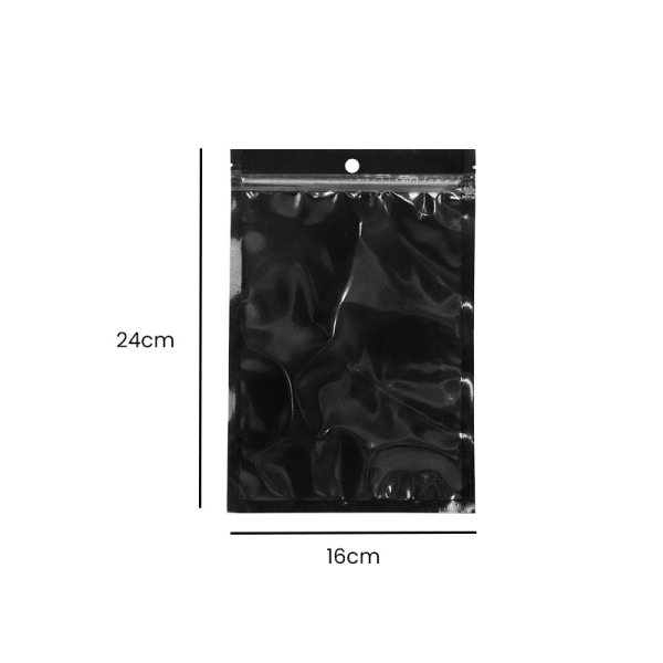 Pochette Noir à Fermeture Automatique 16x24cm (100pcs)