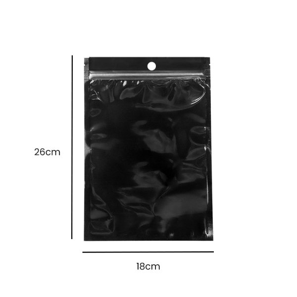 Pochette Noir à Fermeture Automatique 18x26cm (100pcs)