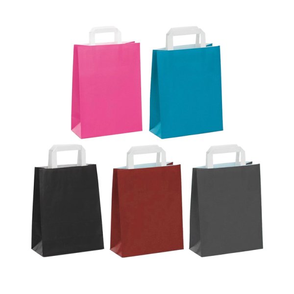 Kraft Bag White and Flat Handles 22x28x10 (25pcs)