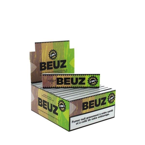 Large Rolling Papers Brown Slim + Tips (24pcs) - Beuz