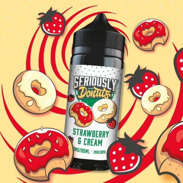 Strawberry & Cream 0mg 100ml - Seriously Donuts