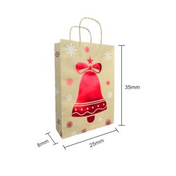 Kraft Christmas Bells Bag 25x35x8cm (10pcs)