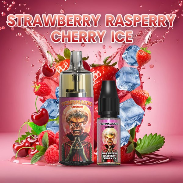 10000 Puff Strawberry Raspberry Cherry Ice 10ml - Tornado by Gobar