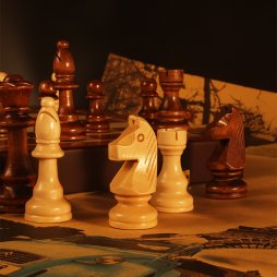 Jeu d'échecs en bois pliant