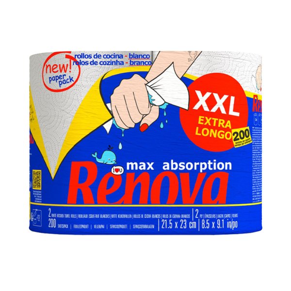 Extra Long XXL Paper Towel Roll 200 sheets - Renova