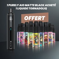 1+1 Offre Découverte Purely AIO Matte Black X Tornadoliq - Fumytech