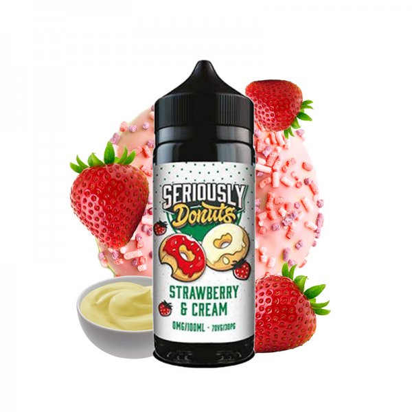 Strawberry & Cream 0mg 100ml - Seriously Donuts